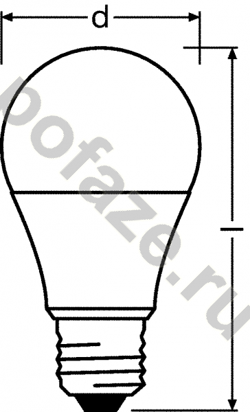 Лампа светодиодная LED грушевидная Osram d60мм E27 8.5Вт 200гр. 220-240В 2700К