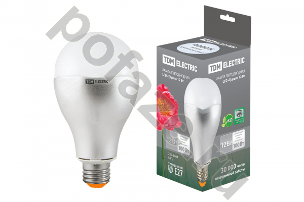 Лампа светодиодная LED грушевидная TDM ELECTRIC d80мм E27 12Вт 30-220В 4000К