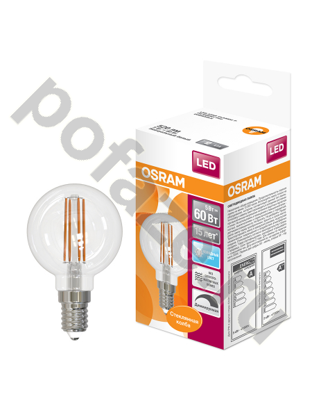 Лампа светодиодная LED грушевидная Osram d45мм E14 5Вт 300гр. 220-230В 4000К