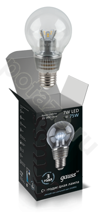 Лампа светодиодная LED шарообразная Gauss d55мм E27 7Вт 320гр. 150-265В