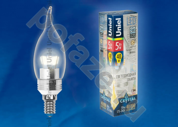 Лампа светодиодная LED свеча на ветру Uniel d37мм E14 5Вт 360гр. 220-230В