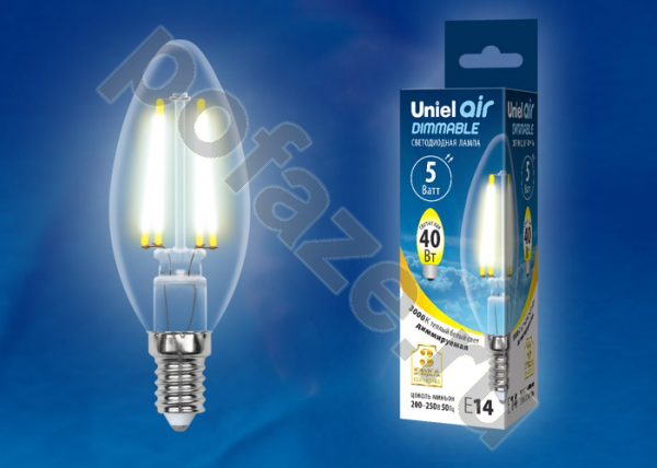 Лампа светодиодная LED свеча Uniel d35мм E14 5Вт 360гр. 200-250В 3000К