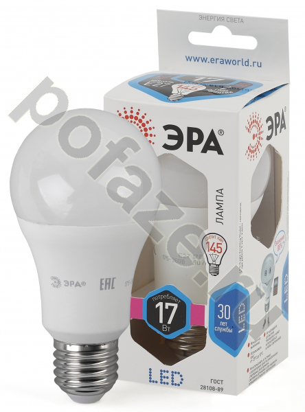 Лампа светодиодная LED грушевидная ЭРА d60мм E27 17Вт 270гр. 170-265В 4000К