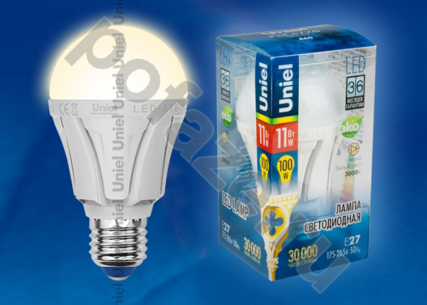 Лампа светодиодная LED грушевидная Uniel d60мм E27 11Вт 160гр. 40-250В