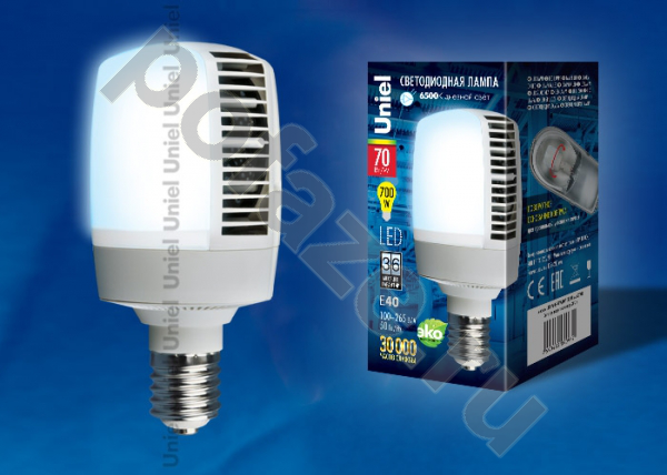 Лампа светодиодная LED Uniel d105мм E40 70Вт 180гр. 100-265В 6500К