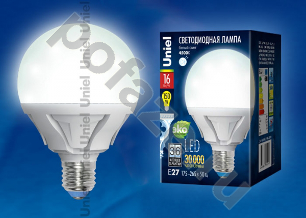 Лампа светодиодная LED шарообразная Uniel d95мм E27 16Вт 360гр. 220-230В