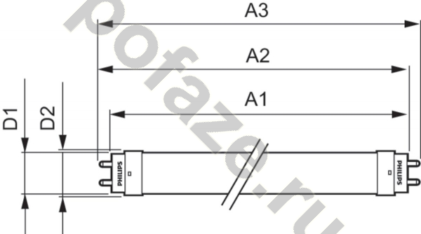 Лампа светодиодная LED трубчатая Philips d27.8мм G13 16Вт 220-240В 6500К