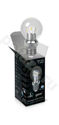 Лампа светодиодная LED шарообразная Gauss d40мм E27 3Вт 360гр. 220-230В