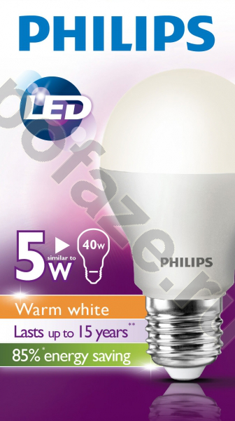 Лампа светодиодная LED грушевидная Philips d56мм E27 5Вт 150гр. 220-230В