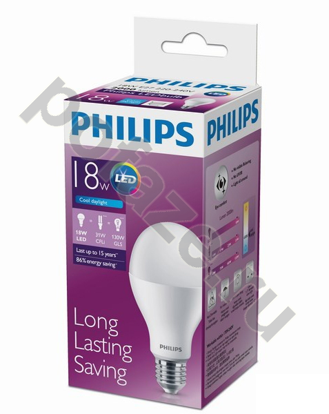 Лампа светодиодная LED грушевидная Philips d69мм E27 18Вт 220-230В 6500К