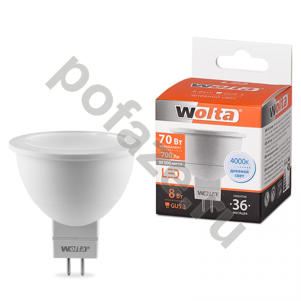 Лампа светодиодная LED грибовидная Wolta d50мм GU5.3 8Вт 220-230В 4000К