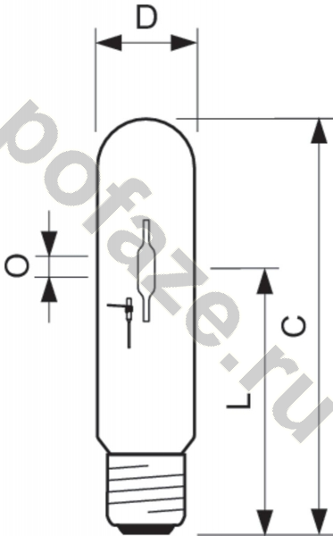 Лампа металлогалогенная трубчатая одноцокольная Philips d35мм E27 45Вт 83-97В 2800К