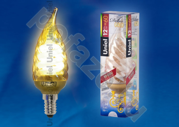 Лампа энергосберегающая свеча Uniel d38мм E14 12Вт 220-240В