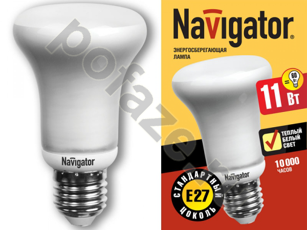 Лампа энергосберегающая с отражателем Navigator d63мм E27 11Вт 230В 3000К