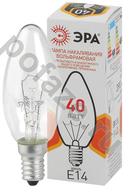 Лампа накаливания свеча ЭРА d36мм E14 40Вт 230В