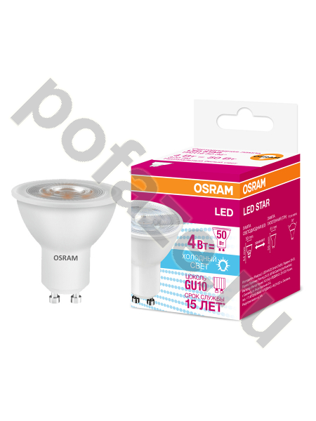 Лампа светодиодная LED с отражателем Osram d50мм GU10 4Вт 36гр. 220-230В 4000К