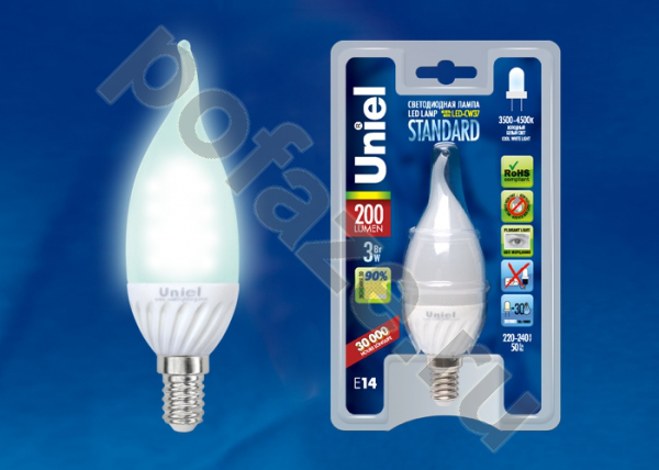 Лампа светодиодная LED свеча на ветру Uniel E14 3Вт