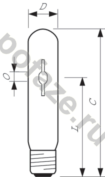 Лампа металлогалогенная трубчатая одноцокольная Philips d35мм E27 73Вт 85-101В 2800К