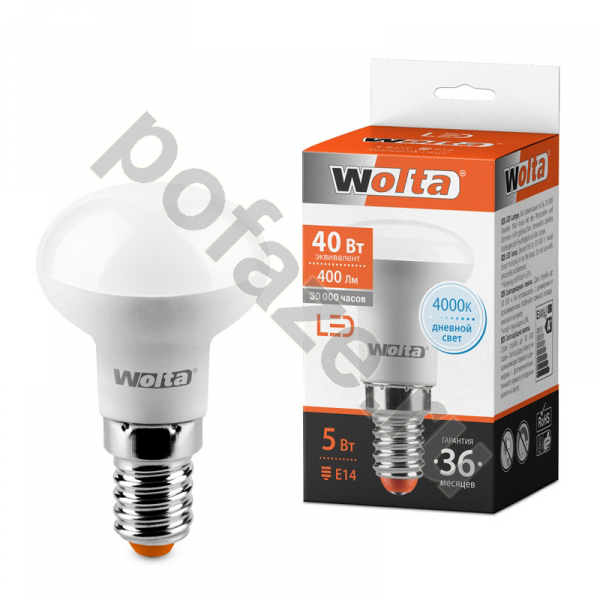 Лампа светодиодная LED грибовидная Wolta d39мм E14 5Вт 220-230В 4000К