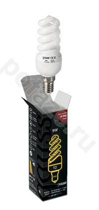 Лампа энергосберегающая спираль Gauss d32мм E14 9Вт 220-240В