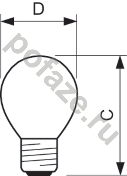 Лампа накаливания шарообразная Philips d45мм E27 40Вт 230В