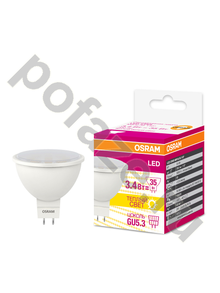 Лампа светодиодная LED с отражателем Osram d50мм GU5.3 3.4Вт 110гр. 220-230В 3000К