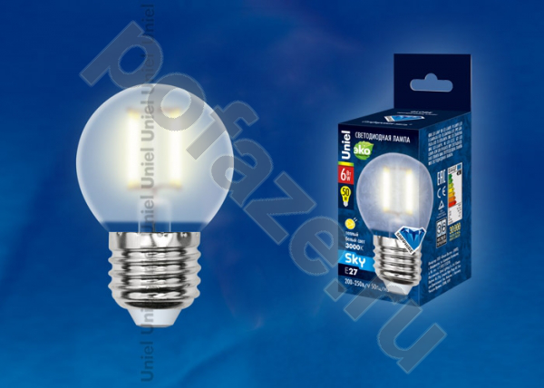 Лампа светодиодная LED шарообразная Uniel d45мм E27 6Вт 360гр. 200-250В