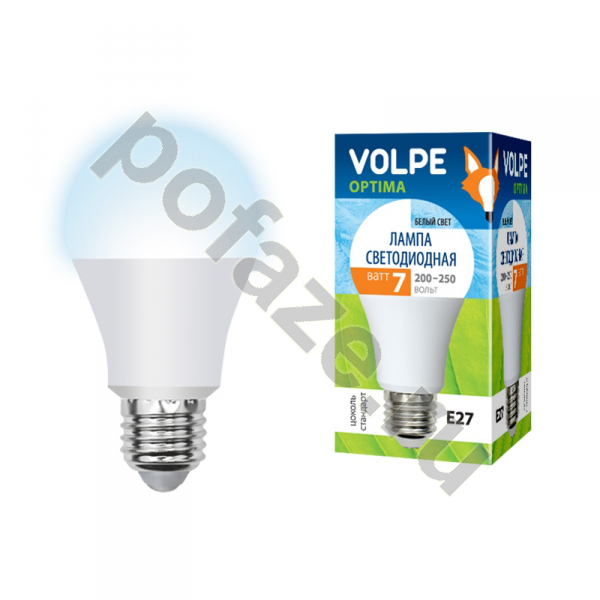 Лампа светодиодная LED грушевидная Volpe d60мм E27 7Вт 210гр. 220-230В 4500К