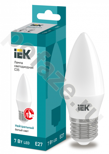 Лампа светодиодная LED свеча IEK d37мм E27 7Вт 230В 4000К