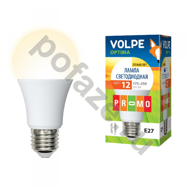 Лампа светодиодная LED грушевидная Volpe d60мм E27 12Вт 160гр. 220-230В