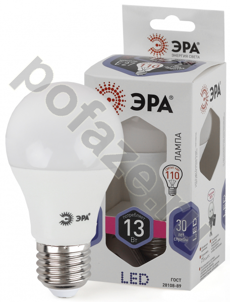 Лампа светодиодная LED грушевидная ЭРА d60мм E27 13Вт 270гр. 170-265В 6000К