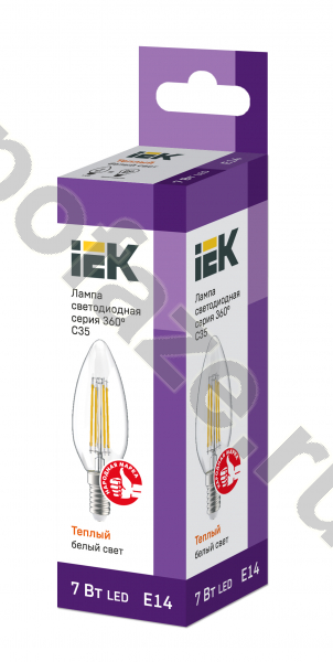 Лампа светодиодная LED свеча IEK d35мм E14 7Вт 220-230В 3000К