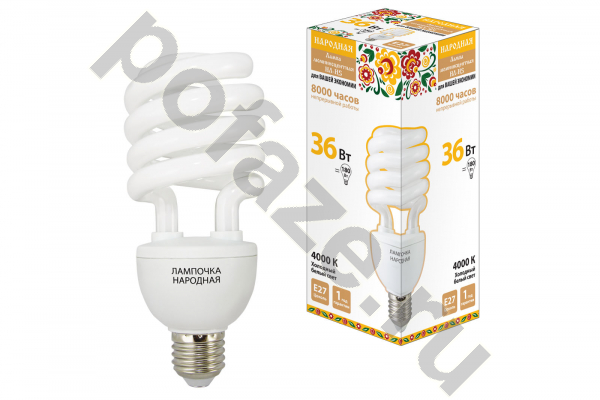 Лампа энергосберегающая спираль TDM ELECTRIC d68мм E27 36Вт 50-180В 4000К