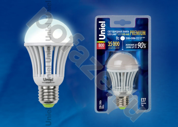 Лампа светодиодная LED грушевидная Uniel d60мм E27 9Вт