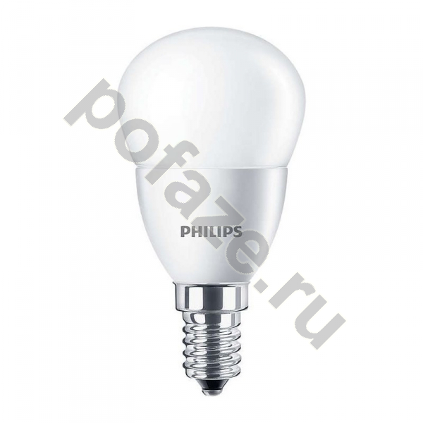 Лампа светодиодная LED шарообразная Philips d48мм E14 6.5Вт 220-240В 2700К