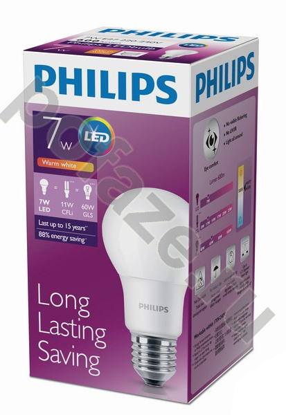 Лампа светодиодная LED грушевидная Philips d57мм E27 7Вт 220-240В