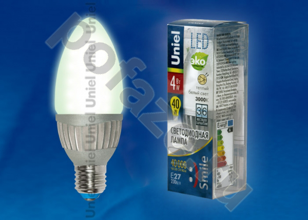 Лампа светодиодная LED свеча Uniel d37мм E27 4Вт 220-230В