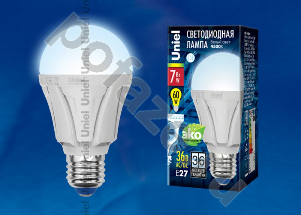 Лампа светодиодная LED грушевидная Uniel d60мм E27 7Вт 160гр. 36В