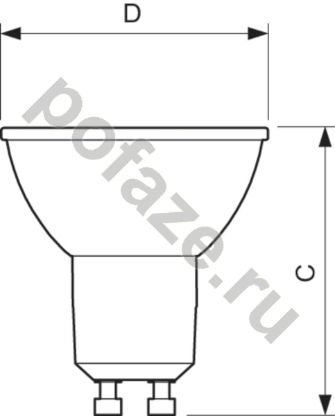Лампа светодиодная LED с отражателем Philips d50мм GU10 5Вт 60гр. 220-240В 3000К