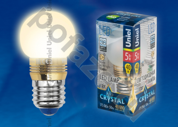 Лампа светодиодная LED шарообразная Uniel d45мм E27 5Вт 360гр. 175-265В