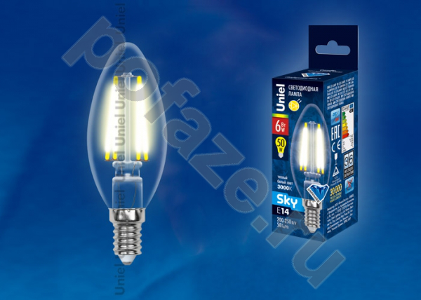 Лампа светодиодная LED свеча Uniel d35мм E14 6Вт 360гр. 200-250В