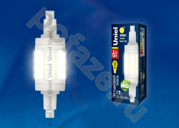 Лампа светодиодная LED Uniel d22мм R7s 6Вт 360гр. 175-250В 3000К