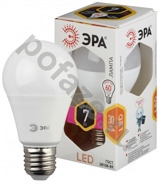 Лампа светодиодная LED грушевидная ЭРА d55мм E27 7Вт 270гр. 170-265В 2700К