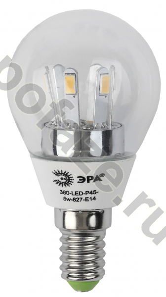 Лампа светодиодная LED шарообразная ЭРА d45мм E14 5Вт 270гр. 170-265В 2700К