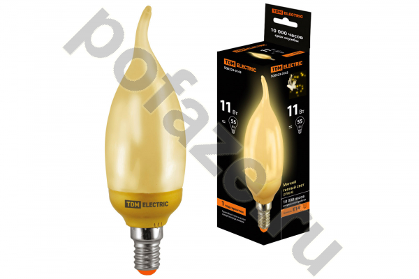 Лампа энергосберегающая свеча на ветру TDM ELECTRIC d38мм E14 12Вт 30-220В 2700К