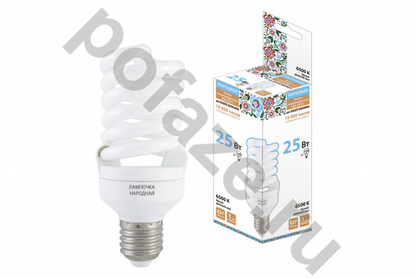 Лампа энергосберегающая спираль TDM ELECTRIC d54мм E27 25Вт 230В 6500К