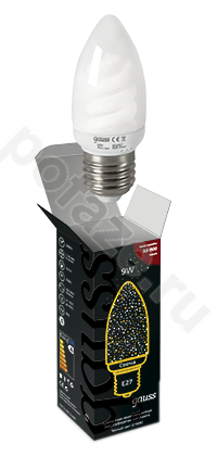 Лампа энергосберегающая свеча Gauss d39мм E27 9Вт 220-240В