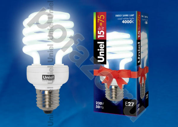 Лампа энергосберегающая спираль Uniel d40мм E27 15Вт 220-230В