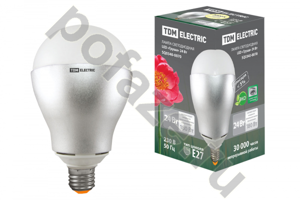 Лампа светодиодная LED грушевидная TDM ELECTRIC d120мм E27 24Вт 30-220В 3000К