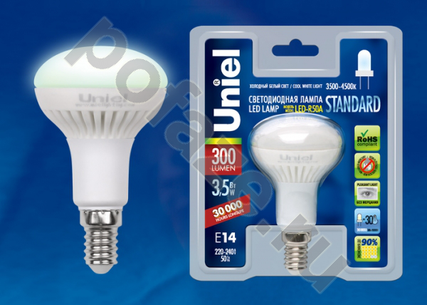 Лампа светодиодная LED грибовидная Uniel d50мм E14 3.5Вт 4000К